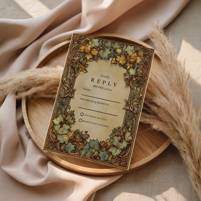 Vintage Autumn Botanical Wedding RSVP Karte (Von Creator hochgeladen)