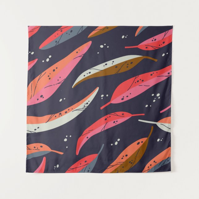 Vintage autumn leaf seamless pattern background. C Wandteppich (Vorderseite)