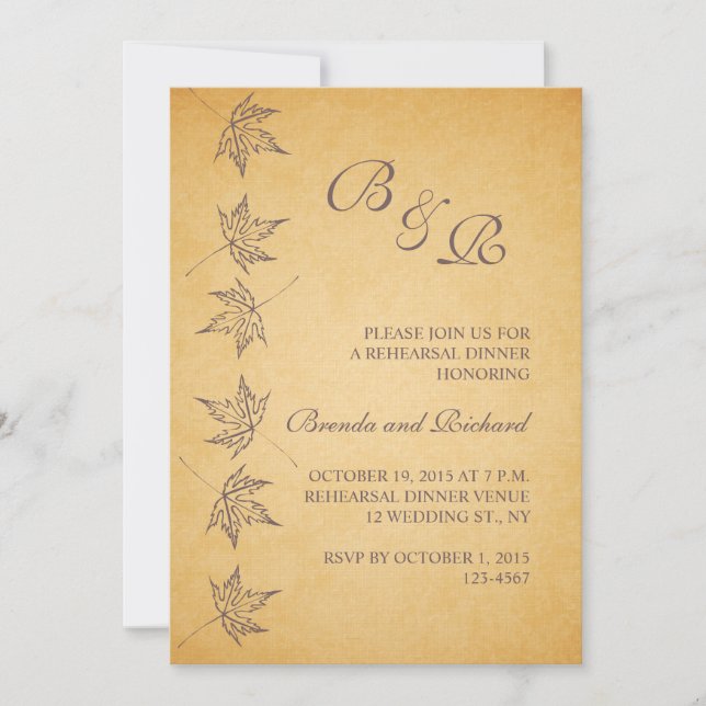 VINTAGE AUTUMN LEAVES PROBE ESSNER INVITE EINLADUNG (Vorderseite)
