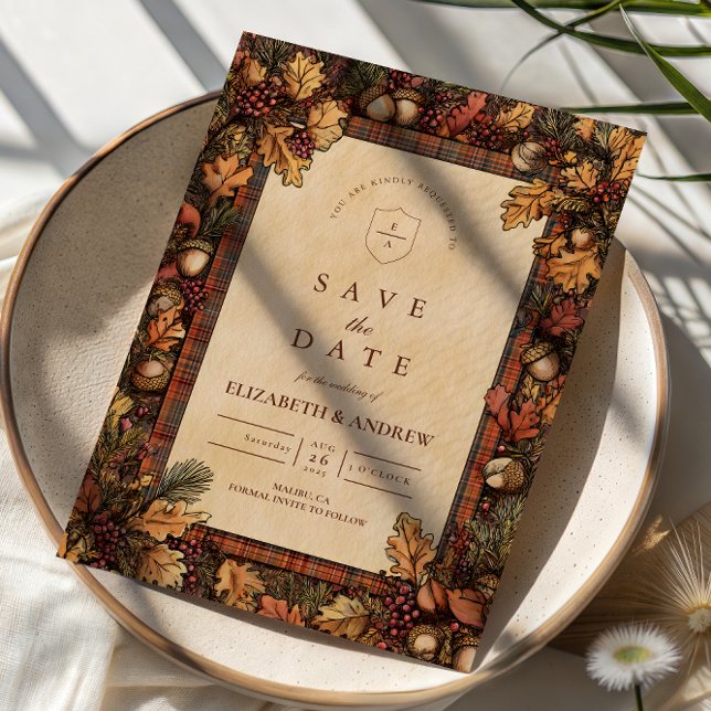 Vintage Autumn Woodland Romance Save The Date (Von Creator hochgeladen)