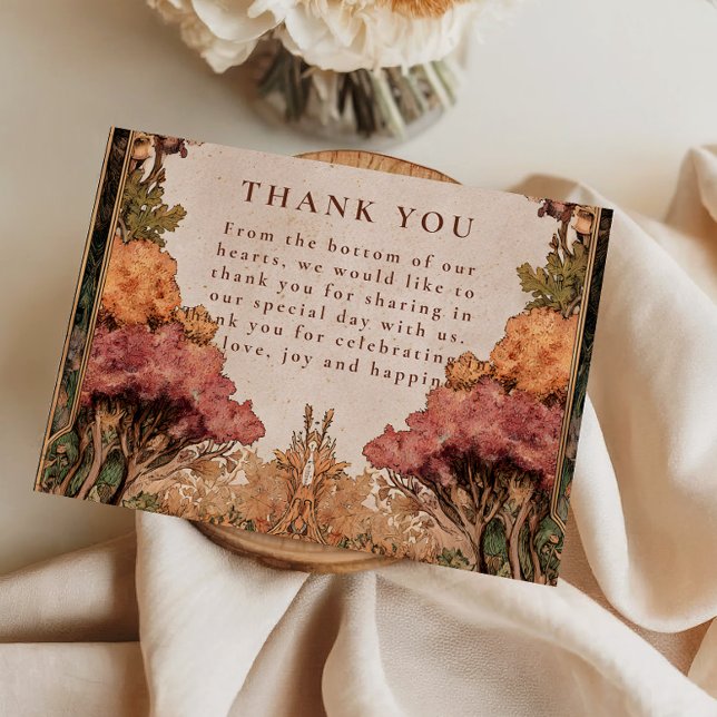 Vintage Autumn Woodland Wedding Dankeskarte (Von Creator hochgeladen)