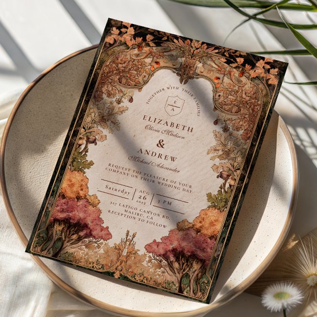 Vintage Autumn Woodland Wedding Einladung (Von Creator hochgeladen)