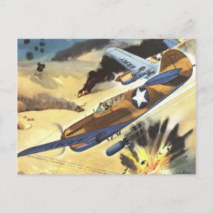 Vintage Aviation Flugzeug Farb-Kunst Postkarte