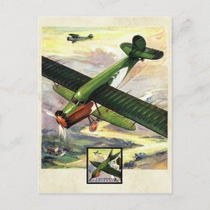 Vintage Aviation Flugzeug Farb-Kunst Postkarte