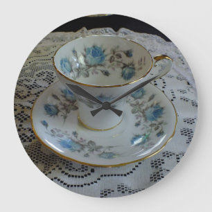 Vintage Aynsley Blue Rose Tea Cup Horloge