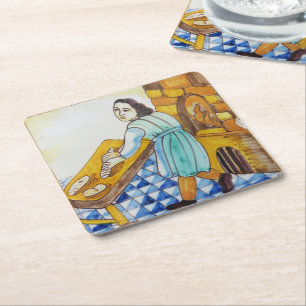 Vintage Azulejo Keramik Dekorative Tile Rechteckiger Pappuntersetzer