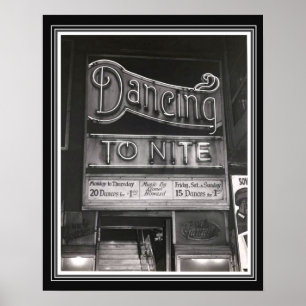 Vintage B&W Dance Hall  Poster 16 x 20