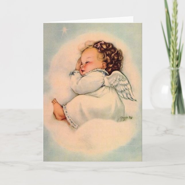 Vintage Baby Angel Greeting Card Karte (Vorderseite)