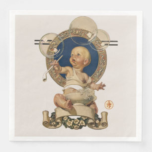 Vintage Baby Bubbles von J.C. Leyendecker Nursery Serviette
