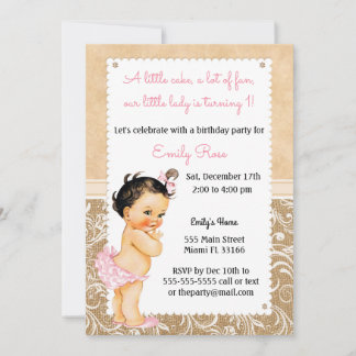 Vintage Baby Burlap zum Geburtstag Einladung