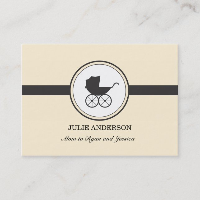 Vintage Baby Carriage Calling Card Telefonnummerkarte (Vorderseite)