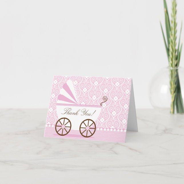 Vintage Baby-Carriage Dankeschön Karte (Vorderseite)