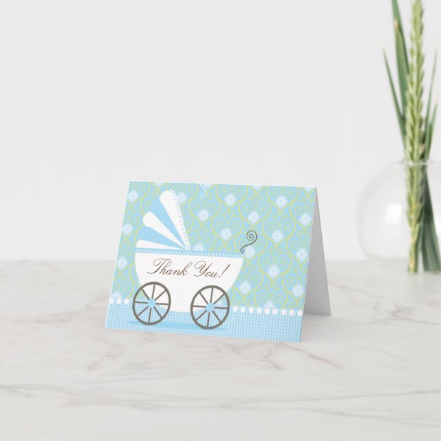 Vintage Baby-Carriage Dankeschön Karte (Vorderseite)