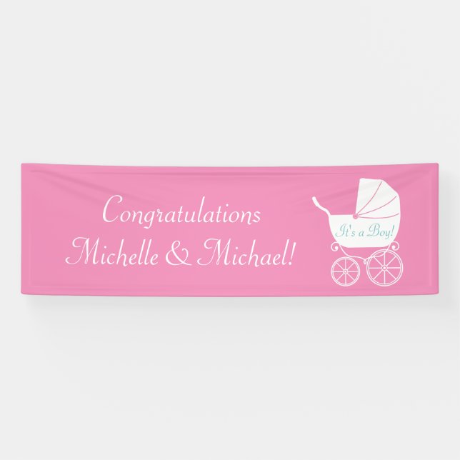 Vintage Baby Carriage Dusche schön Banner (Horizontal)
