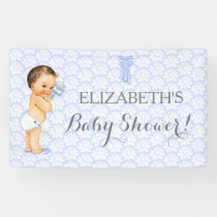 Vintage Baby Jungenklapper Blau Banner