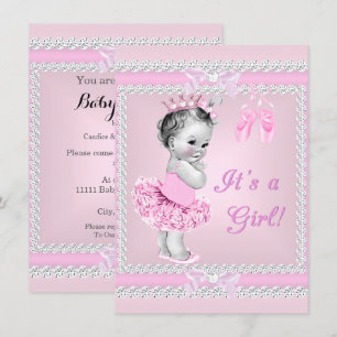 Vintage-Baby-Party Mädchen Hübsche Rosa Ballerina Einladung
