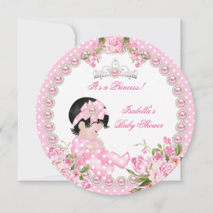 Vintage-Baby-Party Mädchen Rosa Perle Rose 3A Einladung