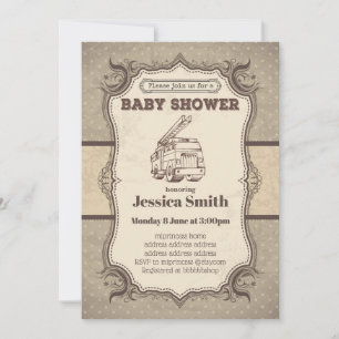 Vintage BABY SHOWER Einladung - Spielzeugfeuerwage