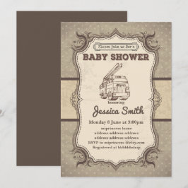 Vintage BABY SHOWER Einladung - Spielzeugfeuerwage