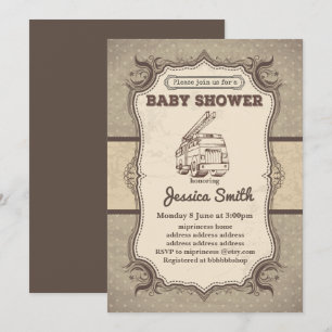 Vintage BABY SHOWER Einladung - Spielzeugfeuerwage