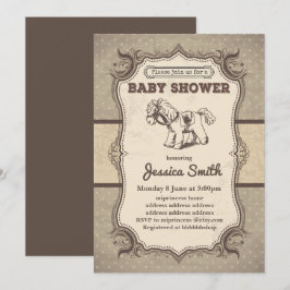 Vintage BABY SHOWER Einladung - Spielzeugpferd