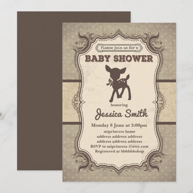 Vintage BABY SHOWER Einladung - Toyota (Vorne/Hinten)