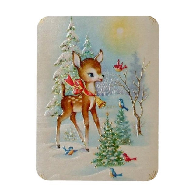 Vintage Baby Weihnachtsfreude Reh Magnet (Vertikal)