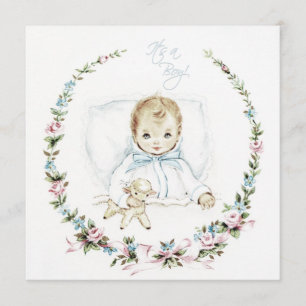 Vintage Babyblau Baby Boy Babyparty-Einladung Einladung