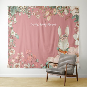 Vintage Babydusche Hintergrund Landschaft Rosa Wandteppich