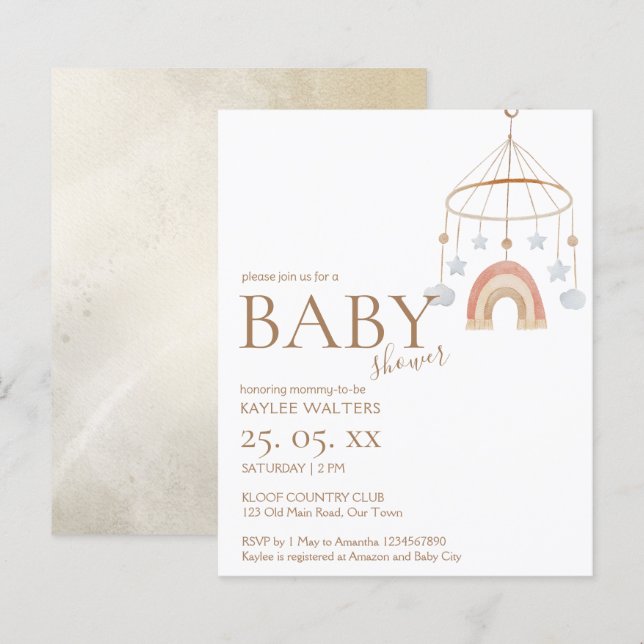 Vintage Babydusche mit mobilem Budget (Vorne/Hinten)