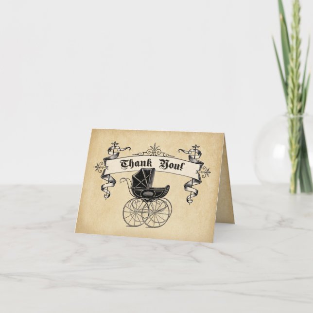 Vintage Babydusche Vielen Dank Note Card Dankeskarte (Vorderseite)