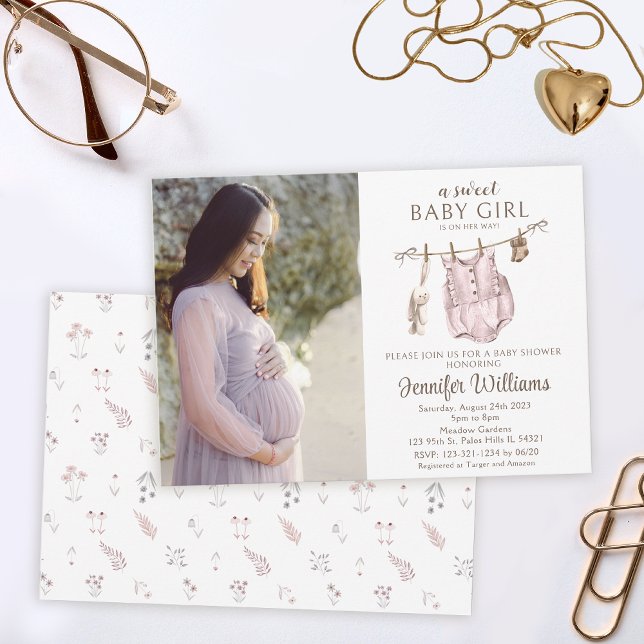 Vintage Babykleidung Babydusche Foto Einladung (Von Creator hochgeladen)