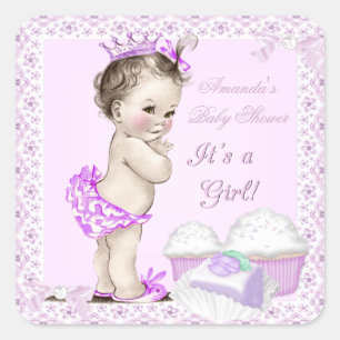 Vintage-Babyparty-Mädchen-hübsche Cupcakes Quadratischer Aufkleber