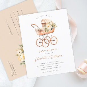 Vintage-Babytrage geschlechtsneutrale Babyparty Postkarte