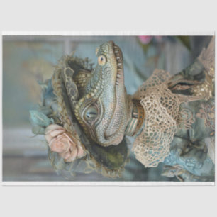 Vintage Babywaage mit dekorierter Alligator-Dekoup Seidenpapier