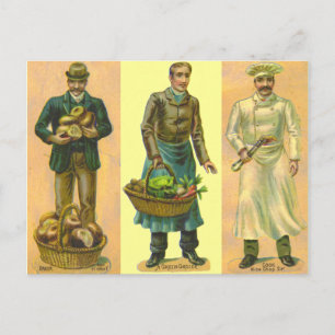 Vintage-Bäcker Lebensmittelhändler Koch Postkarte