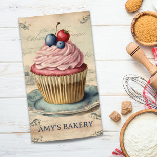 Vintage-Bäcker-Pâtissier-Torte-Bäckerei-Cupcake Visitenkarte