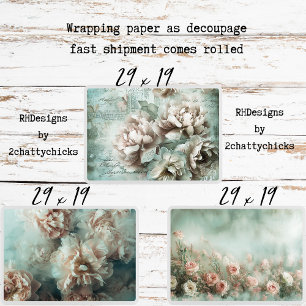 Vintage Background Peongs Decoupage Geschenkpapier Set