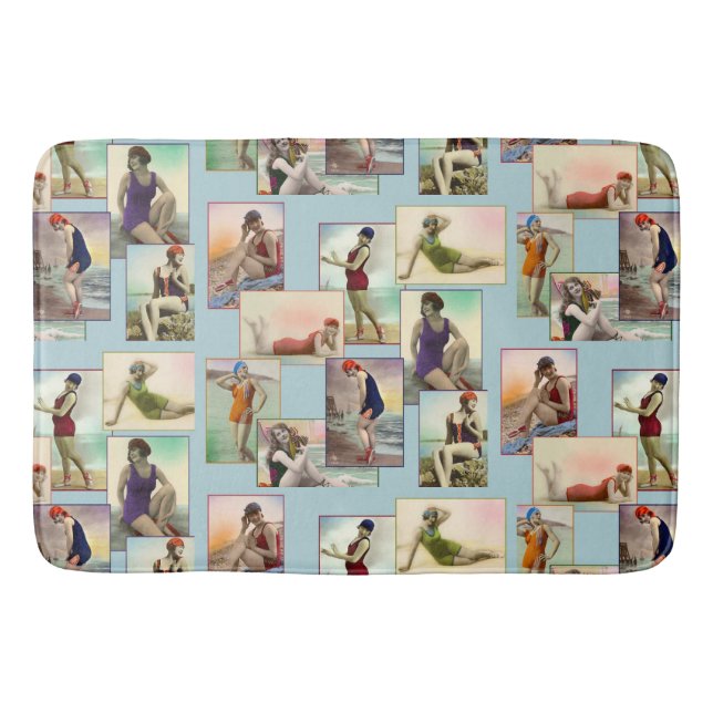 Vintage Badeseen auf blau Badematte (Vorderseite)