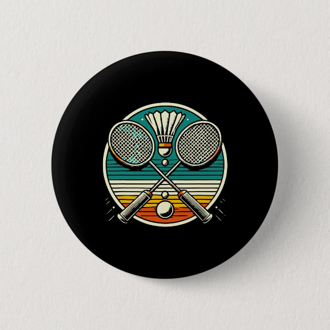 Vintage Badminton Rackets Shuttle Crossed Rackets Button (Vorderseite)