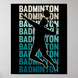 Vintage Badminton spielen Silhouette Sportler Shu Poster