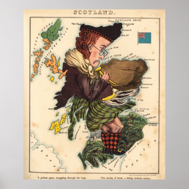 Vintage Bagpiper Map (1868) Poster (Vorne)