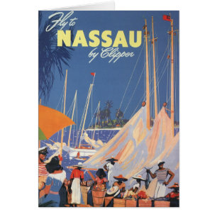 Vintage Bahamas Reisen Kunst, Fliegen Nassau von C