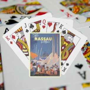 Vintage Bahamas Reisen Kunst, Fliegen Nassau von C Spielkarten