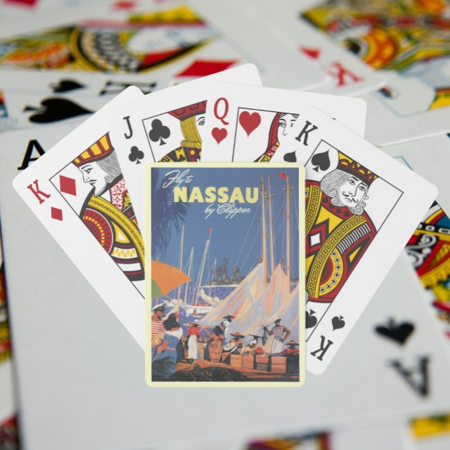 Vintage Bahamas Reisen Kunst, Fliegen Nassau von C Spielkarten (Von Creator hochgeladen)