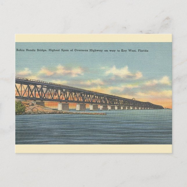 Vintage Bahia Honda Bridge Key West Postcard Postkarte (Vorderseite)
