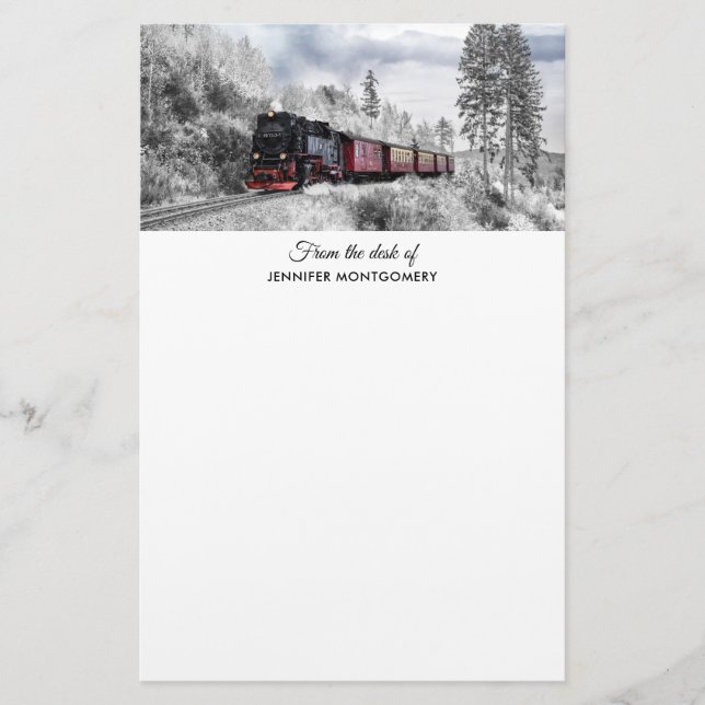 Vintage Bahn Winterweihnachtszene Briefpapier (Vorderseite)