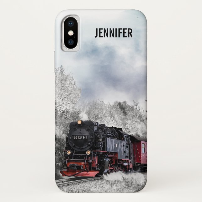 Vintage Bahn Winterweihnachtszene Case-Mate iPhone Hülle (Rückseite)