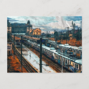 Vintage-Bahnhof Postkarte