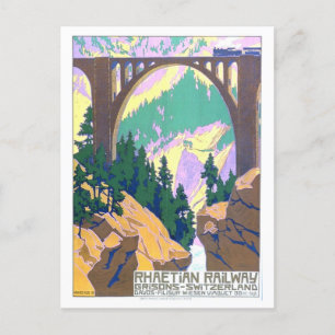 Vintage Bahnposter der Schweiz Postkarte